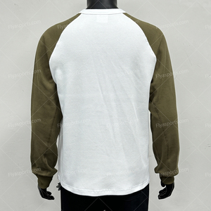 300 Gsm Heavyweight Custom Puff Print T-Shirt 100% Cotton Oversized Waffle Knit Long Full Sleeve T-shirt Men Thick <strong>Thermal</strong> <strong>Tops</strong> - Product Image 4