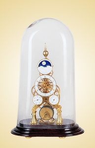 24K doré Style <span class=keywords><strong>français</strong></span> ovale bombé moulinet échappement 8 jours Fusee chaîne porcelaine semaine calendrier et lune cadran squelette horloge de table - Product Image 2
