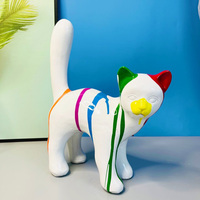 Décoration de maison mignon chat Figurine résine chat Statue décoration salon meubles Graffiti animaux chats accessoires cadeau résine artisanat