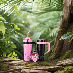 Stainless Steel Tumbler 304 Large Capacity With Straw And Handle For Travel Car Use Gift - Product Image 2