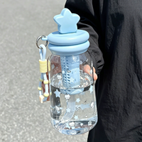 Bouteille d'eau en plastique personnalisée avec paille, motif dessin animé mignon, double compartiment, vente en gros