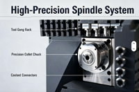 Torno CNC de Alta Velocidad Tipo Suizo RC125 con Capacidad de Torneado Automático, Sistema Syntec