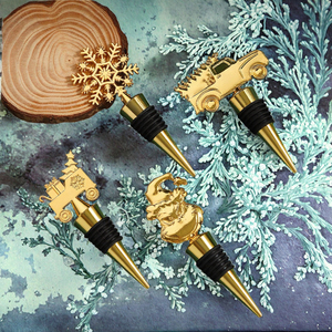 Bouchon de bouteille de vin en métal créatif JB293, cerf amusant et Père Noël, décoration de sapin de Noël, idée cadeau - Product Image 3
