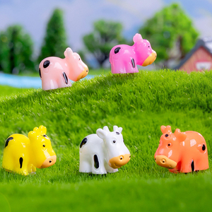 Colorful Resin <b>Mini</b> Dairy Cow Figurine Miniatures for Landscape Decorations Tiny Animal Ox Charm Ornaments DIY Accessories - Product Image 3