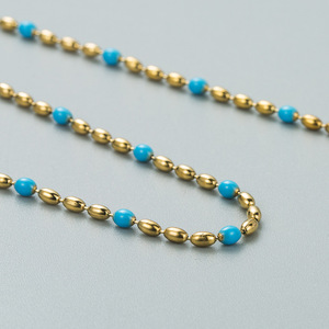 Collar de Cadena de Acero Inoxidable con Esmalte y Baño de Oro de 18K, Diseño de Moda 2025, Venta al Por Mayor |   Gargantilla de cadena para clavícula que no se decolora para mujer - Product Image 2