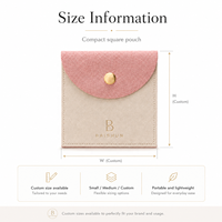 Pochette à bijoux en microfibre bicolore abricot beige et rose avec fermeture à bouton, logo personnalisé, vente en gros OEM, pour bagues, boucles d'oreilles et cosmétiques