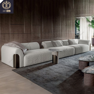 Elegant Luxurious Modern Beige Fabric Sectional Contemporary Upholstery Fabric Modular Set - Product Image 1