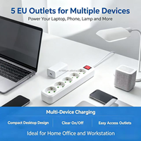 Multiprise EU 5 prises avec interrupteur principal, rallonge Schuko, barre d'alimentation standard européenne pour maison et bureau OEM ODM