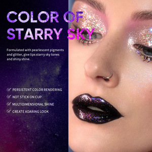 Black Glitter <b>Lip</b> Gloss 6ml Liquid Shimmer Makeup For Women With Mirror Finish And Caviar Effect - Product Image 3