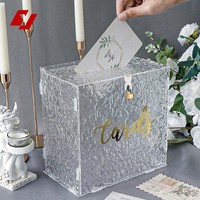 Wasserwellen-Texturierte Acryl-Kartenbox mit Schloss, Hochzeits- und Abschluss-Geldumschlag Geschenkkarten-Aufbewahrungsbox