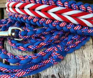 Set Guinzaglio e Collare per <span class=keywords><strong>Cani</strong></span> Artigianale in Paracord 550, Largo Intrecciato con Motivo Patriottico USA, Resistente per <span class=keywords><strong>Cani</strong></span> di Taglia Grande - Product Image 5