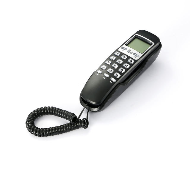 Mini Wall-Mounted Corded Telephone Corded Phone Incoming Dual Caller ID LCD Display Landline Phone for Home Office
