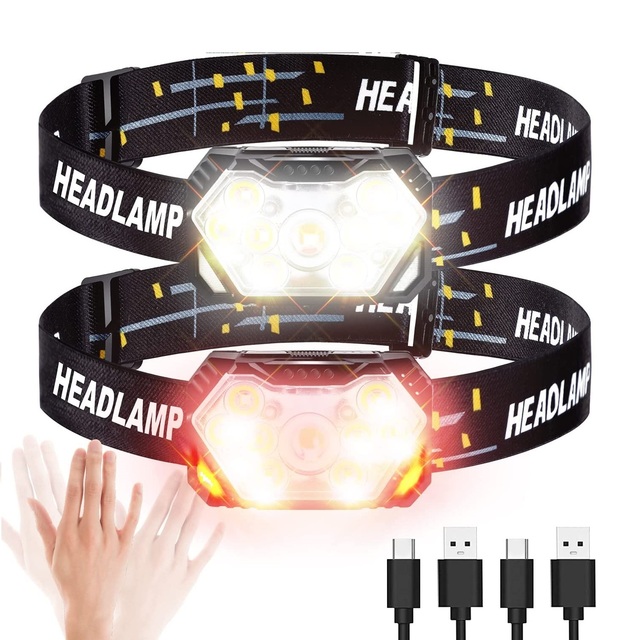 9 Led IP65 Waterproof Strong Light Headlamp USB Rechargeable Motion Sensor Portable Fishing Camping Outdoor Headlight Work