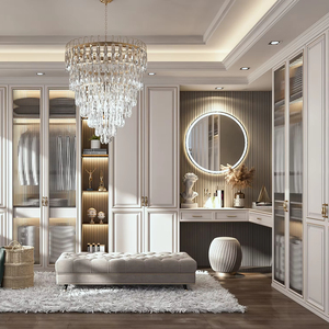 Tocador de muebles de un dormitorio con Vestidor más de moda de 2025 con tocador de escritorio que incluye Luz de espejo para maquillaje