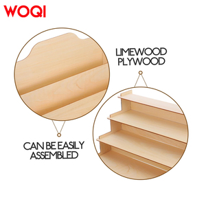 Woqi 4 Tier thiệp chúc mừng hiển thị đứng với ba lớp bằng gỗ nhãn dán hiển thị đứng tùy chỉnh Lưu trữ giá - Product Image 3