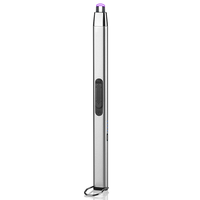 Briquet à arc USB Type-C en alliage de zinc, coupe-vent, à allumage sécurisé par impulsion, pour cigares et camping