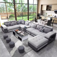 Canapé en tissu moderne de luxe pour salon, meubles multifonctionnels en tissu de lin, canapé modulaire rembourré en éponge avec lecteur de musique