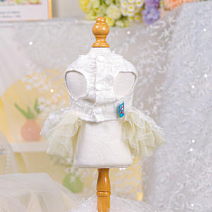 White Lace Pet Princess Dress with Pink Rose Wedding &amp; Party Tulle <strong>Gown</strong> for Small <strong>Dogs</strong> Vintage Flower Wedding Dress Pet Clothes - Product Image 5