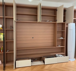 <span class=keywords><strong>Meuble</strong></span> TV mural en bois massif <span class=keywords><strong>de</strong></span> luxe, bibliothèque du sol au plafond avec armoires <span class=keywords><strong>de</strong></span> rangement, meubles <span class=keywords><strong>de</strong></span> salon sur mesure - Product Image 2