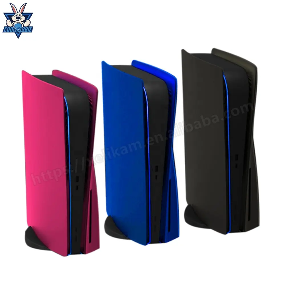 CoolRabbie Casing Pelindung Ponsel Keras Pelat Muka Plastik Kustom Panel Pelindung Muka Merah Biru Hitam untuk Pelat Muka Playstation 5