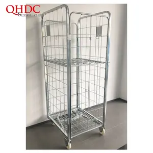 Armazém aço roll box aço armazenamento gaiola metal wire mesh gaiola