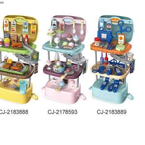 <span class=keywords><strong>Happy</strong></span> Little Chef Kitchen Toy 3 en 1 Almacenamiento de hamburguesas Juego de cocina Juguetes y comidas - Product Image 3