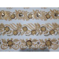 Nouvelles perles de paillettes dorées 3d fleur broderie or dentelle coupe broderie pour la fête de mariage