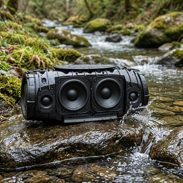 IPX7 Auracast 80W Bass Soundbox Speaker with Shoulder Straps ES300L HiFi Stereo USB Power Bank for Outdoor Use Party Speaker