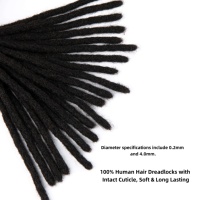 Extensions de Locs Brésiliennes Faits Main 0,4 cm 0,8 cm, Extensions de Dreadlocks Permanentes en Cheveux Humains, Microlocs Remy Vierges pour Salons, Torsades