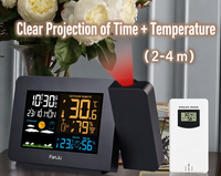 Horloge météo multifonctionnelle intérieure/extérieure avec écran couleur, projection des prévisions météorologiques, horloge électronique