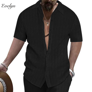 伊芙琳男士休闲宽松短袖沙滩纽扣顶级OEM ODM活动底部 - Product Image 4