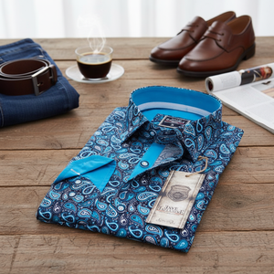 เสื้อที่กำหนดเองโทนสีฟ้า Paisley - Product Image 3