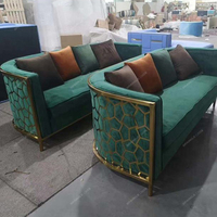 Canapé sectionnel moderne 3 places tufté SPARKLE Combinaison de nouveaux tissus pour hôtel, villa, bar, salon