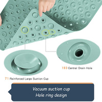 Tapis de Douche Massant à Trous Circulaires Extra Longs, Nouveau Design Unique, Antidérapant, Lavable en Machine, pour Salle de Bain, Baignoire et Toilettes