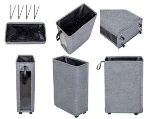 Slim <strong>Laundry</strong> Hamper Large Tall <strong>Laundry</strong> <strong>Basket</strong> on Wheels Clear Window Visible Dirty Clothes Hamper <strong>Thin</strong> Clothes Storage <strong>Basket</strong> - Product Image 4