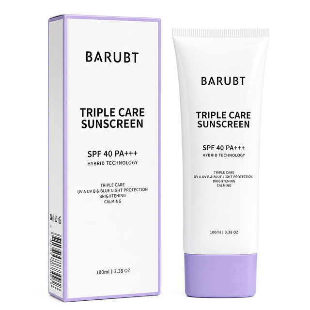 BARUBT Triple Care Sunscreen 100ml UVA/UVB Blue Light Protection Brightening Calming Cream Support Dropshipping Service