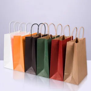 环保牛皮纸定制手提袋包装袋印刷logo购物袋食物取出袋子