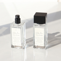 Flacon de parfum rectangulaire vide personnalisé, nouveau design, 30 ml, 50 ml, 100 ml, en verre, avec bouchon doré.