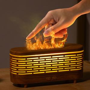 Nuevo Difusor de Aromas Eléctrico Portátil con Luz LED de Llama a Cuadros, Diseño Mini con Aspecto de Madera para Uso Doméstico - Product Image 3