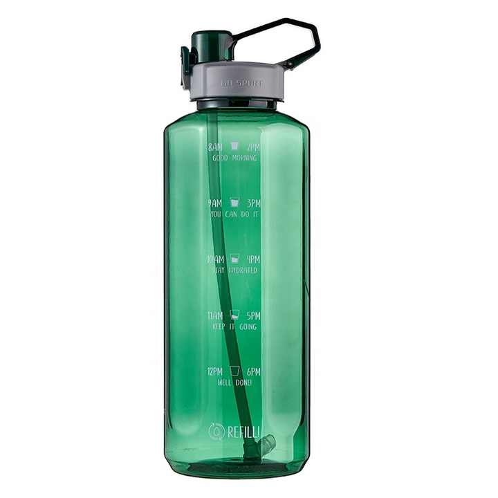 Leejo 4l 4 L Liter 4000ml Large Capacity Plastic Water Bottle with  Motivational Time Marker