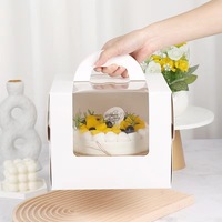 Boîte à Gâteaux en Gros Blanc Rose Transparent 3 4 6 8 Pouces avec Fenêtre, Emballage de Luxe pour Pâtisserie Boulangerie en Papier avec Poignée