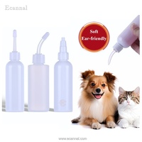 Ecannal – Flacon réutilisable en plastique pour le nettoyage des oreilles des animaux, avec embout souple incurvé et buse en silicone angulaire pour chats et chiens