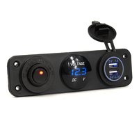 Enchufe de alimentación de 12V, USB dual + voltímetro LED, adaptador de encendedor de cigarrillos para coche, cargador con pantalla de voltímetro digital y interruptor