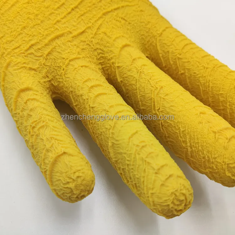 13Gauge Polyester Wave Crinkle Latex Half Gecoate Handschoenen Werken Bouw Veiligheidshandschoenen