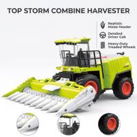 Tractor cosechador de maíz RC a escala 1:24, 2.4G, 6 canales, con luces y sonidos funcionales, juguete de equipo agrícola para niños
