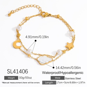 สร้อยคอแฟชั่นผู้หญิง ดีไซน์เก๋ ทันสมัย ทำจากสแตนเลสสตีลเคลือบทอง 18K สองชั้น ประดับจี้เดี่ยวหลากสีสัน ไม่ลอก ไม่ดำ ไอเดียของขวัญสุดพิเศษ - Product Image 6