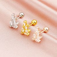 Modernos Pendientes de Cartílago Chapados en Oro de 18K con Circonitas Cúbicas de Varios Estilos (Estrella/Luna/Flor/Corazón) con Cierre de Rosca para Piercing Helix