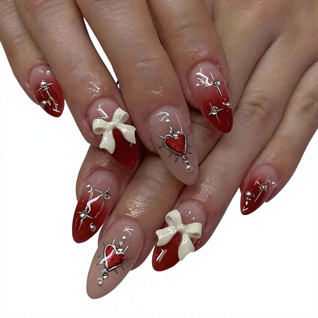 Unhas Stiletto Coração - Manicures Elegantes para o Dia dos Namorados, image size:1024x1024