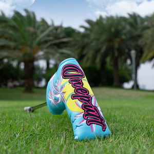 Latest Design Golf Blade Putter Headcover Embroidery Blue Coconut Tree Premium Magnetic Putter Golf <b>Head</b> <b>Covers</b> - Product Image 4