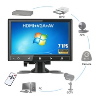 Moniteur de sécurité 7 pouces, résolution 1024x600, petit moniteur d'ordinateur, télécommande avec haut-parleurs intégrés, entrée HDMI/VGA/BNC, PC